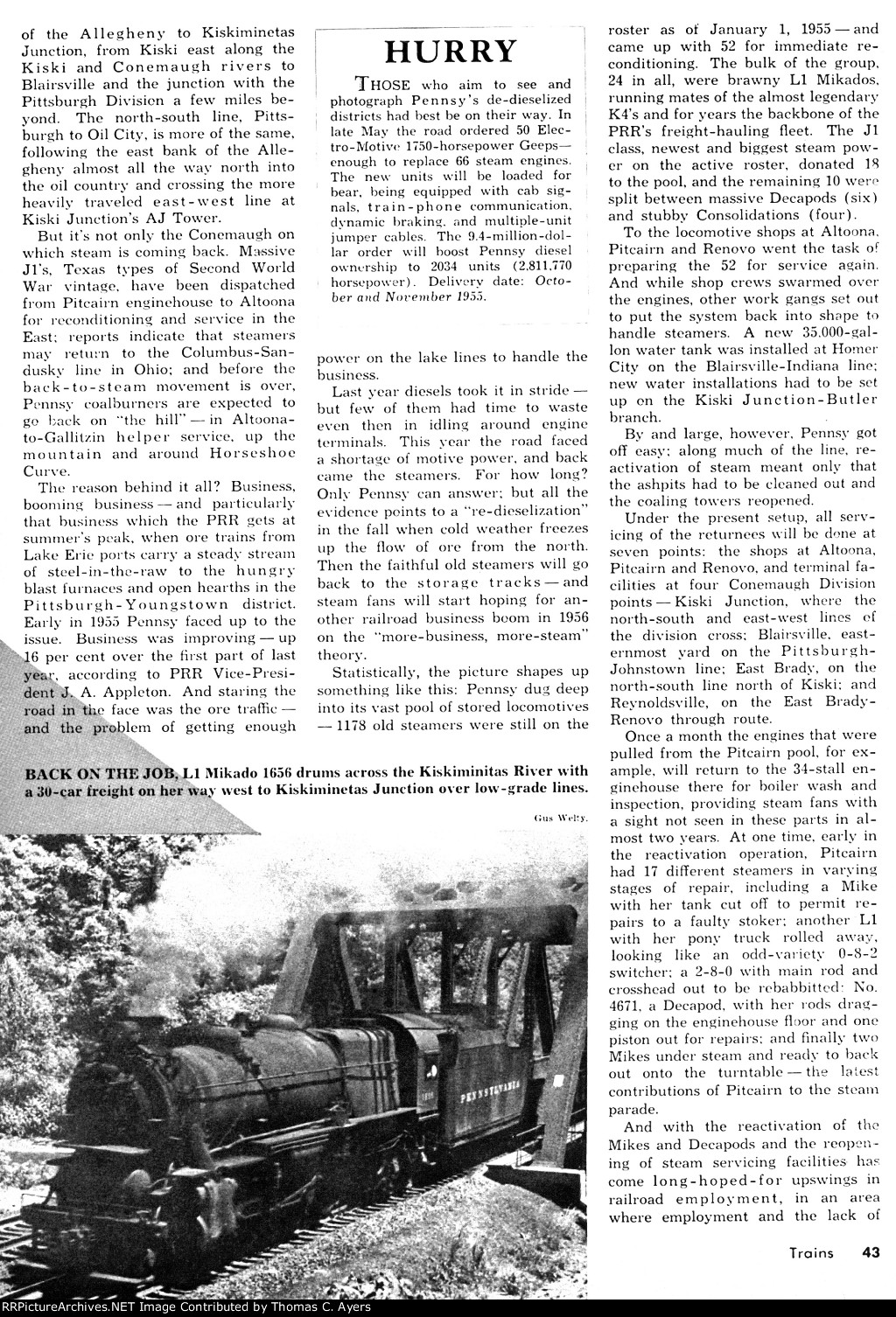PRR "De-dieselization," Page 43, 1955